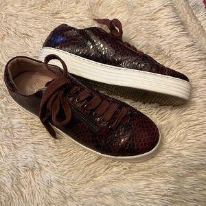 Sole Bliss, Made in Italy, maroon  Snakeskin Women's Sneakers